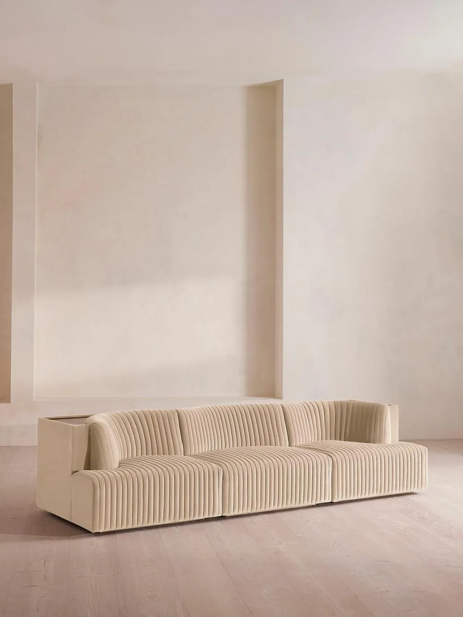 Hamish Modular Sofa, Four Seater, Velvet, Porcelain