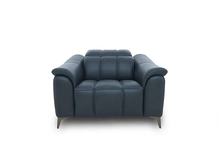 Angelo Leather Power Recliner Chair with Power Headrest - Natural Milled Navy