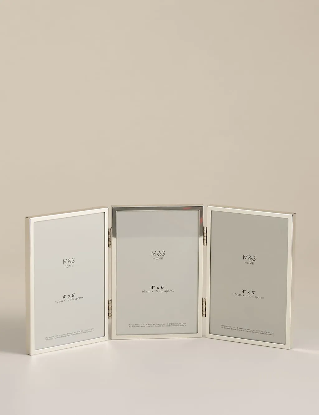 M&S Metal Triple Photo Frame 4x6 inch Silver