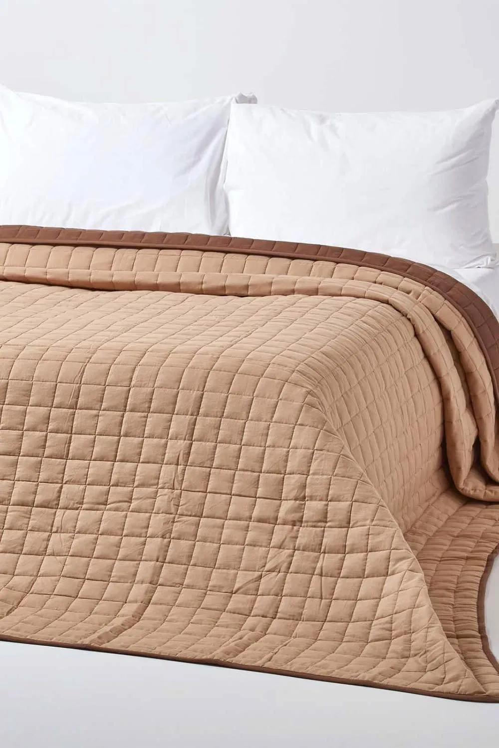 Homescapes Cotton Quilted Reversible Bedspread in Brown 4