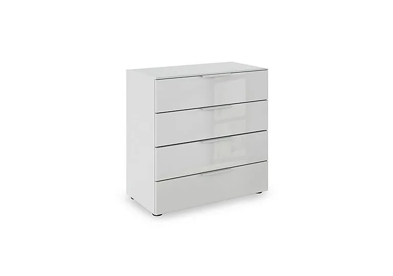 Haven 80cm 4 Drawer Décor Chest with Glass Front - Silk Grey/Silk Grey Front