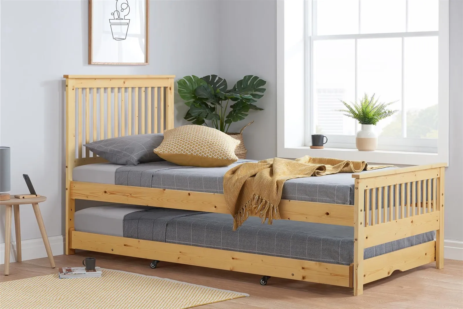 Birlea Buxton High End Wooden Single Guest Bed Pine in Brown