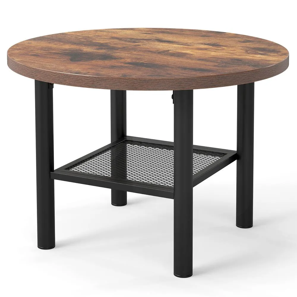 Costway Round Coffee Table 2-Tier Modern Circular Center Table in Brown