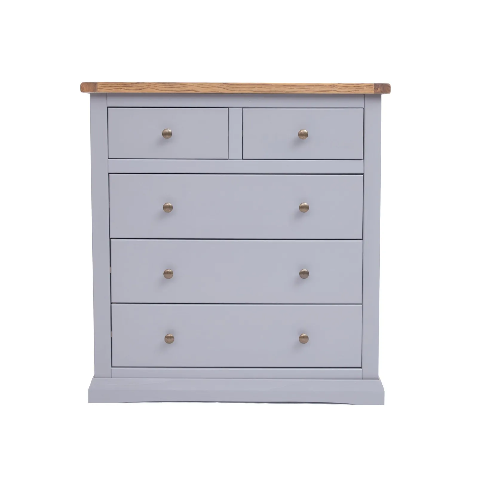 Cabinet Bits Rocca 5 Drawer Chest of Drawers Brass Knob in Grey