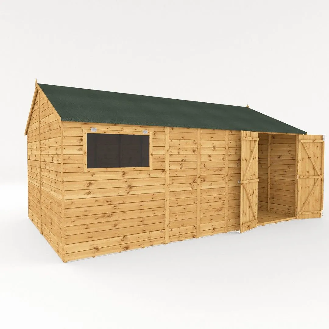 Mercia Premium Shiplap Reverse Apex Workshop - L322.7 x W487 x H250.3 cm in Brown 2