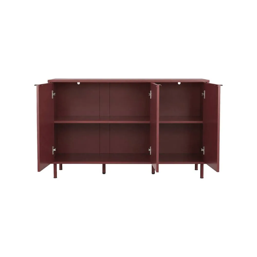 sweeek Sideboard 3 doors 120cm wood decor & metal in Burgundy 4