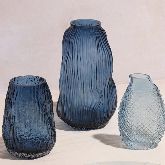 Hestia Blue Fluid Textured Glass Vase 3