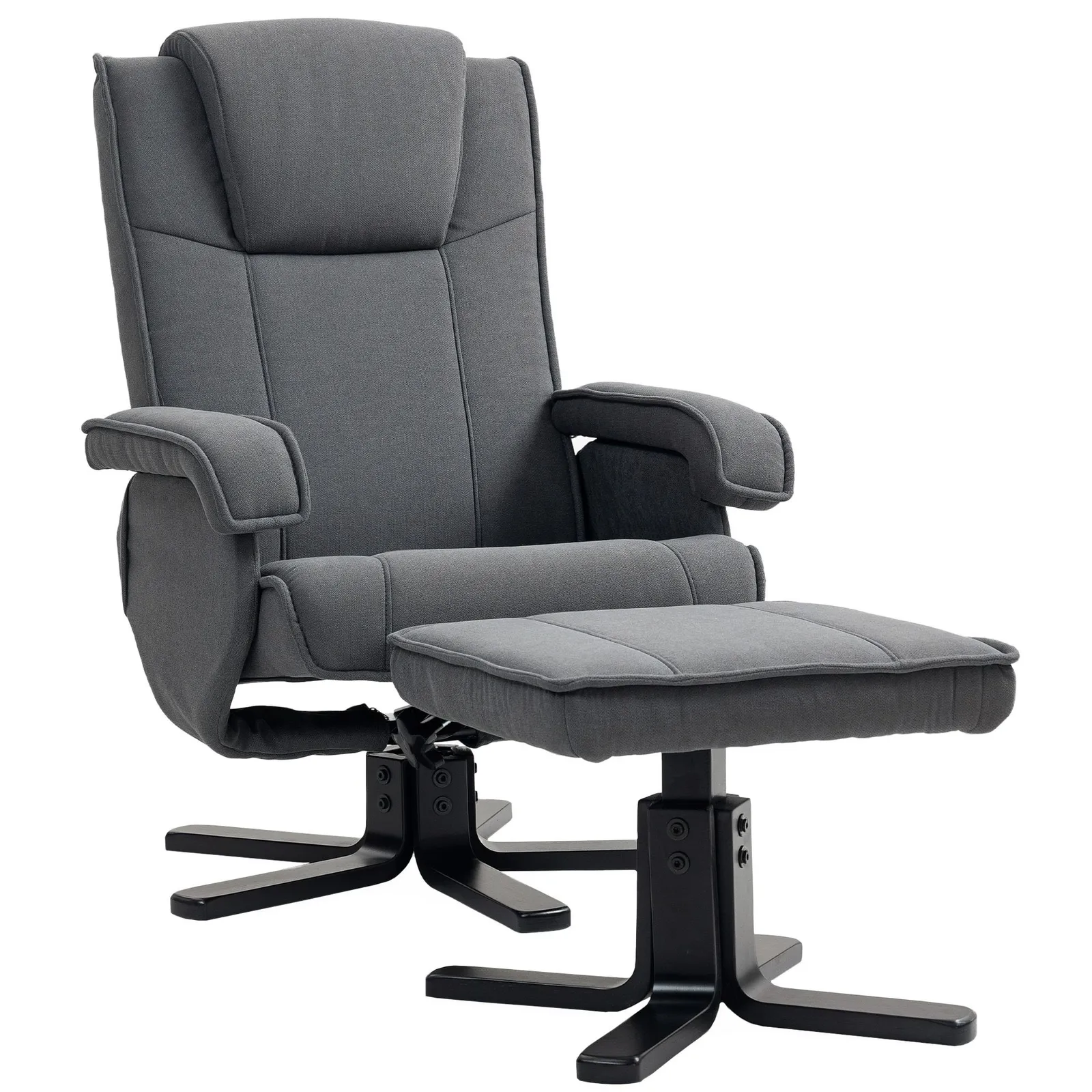 HOMCOM Swivel Recliner Chair with Footstool, Velvet Upholstered in Charcoal 2