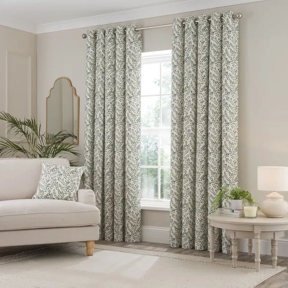 Shimla Embroidered Floral Eyelet Curtains 2