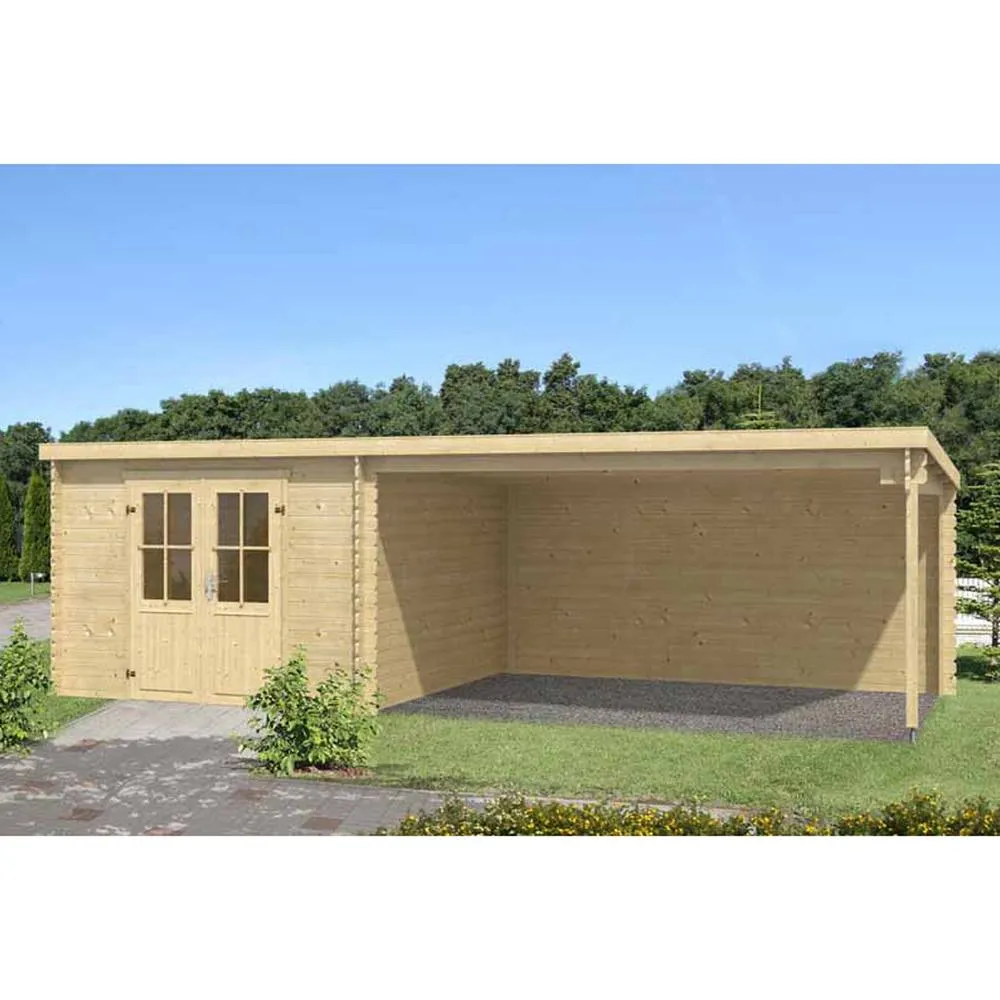 Lasita Maja Ltd St. Louis-Log Cabin, Garden Room, Home Office - L701xW319xH210.9 cm in Light Brown