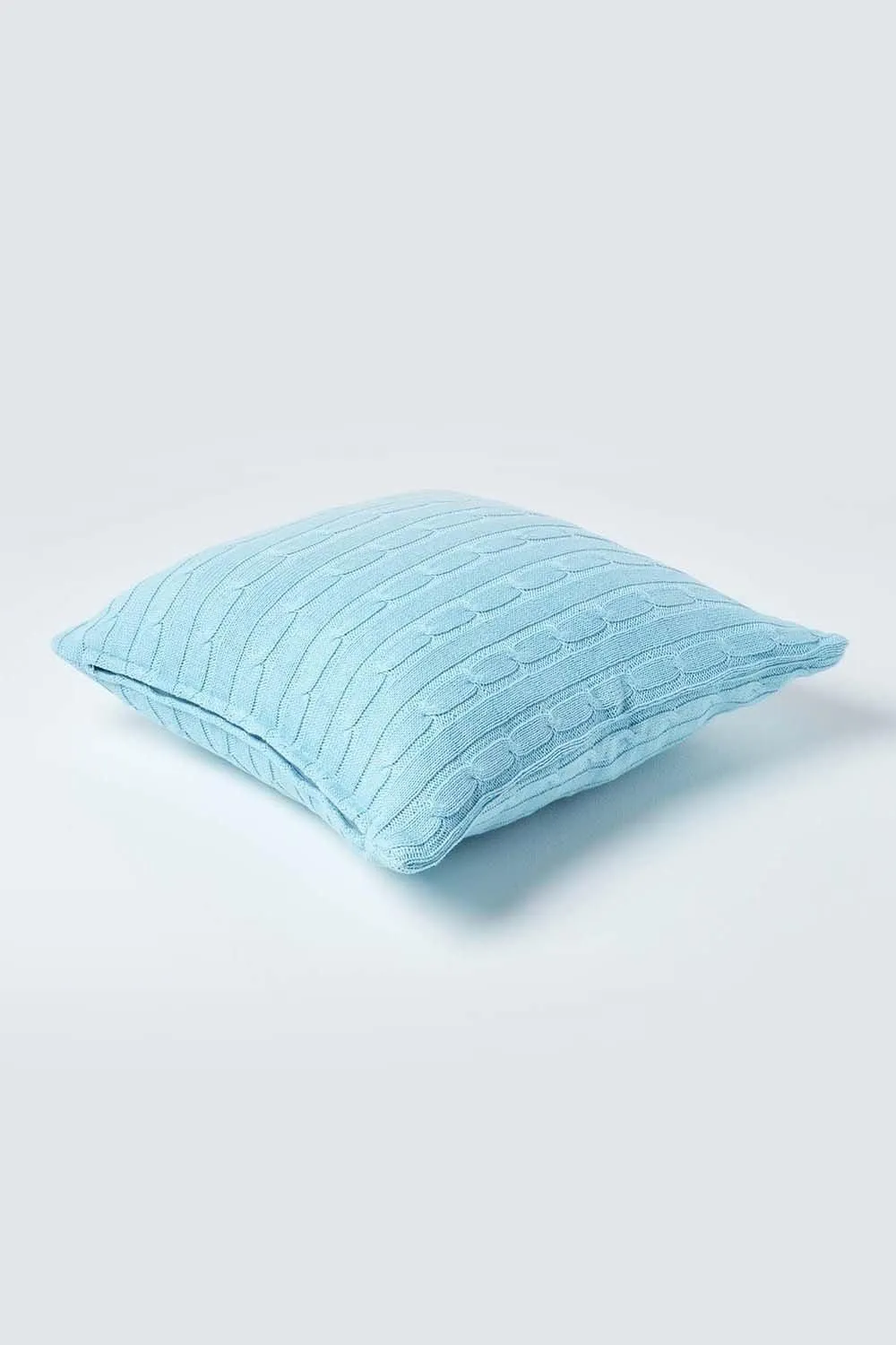 Homescapes Cotton Cable Knit Cushion Cover, 45 x 45 cm in Blue 3