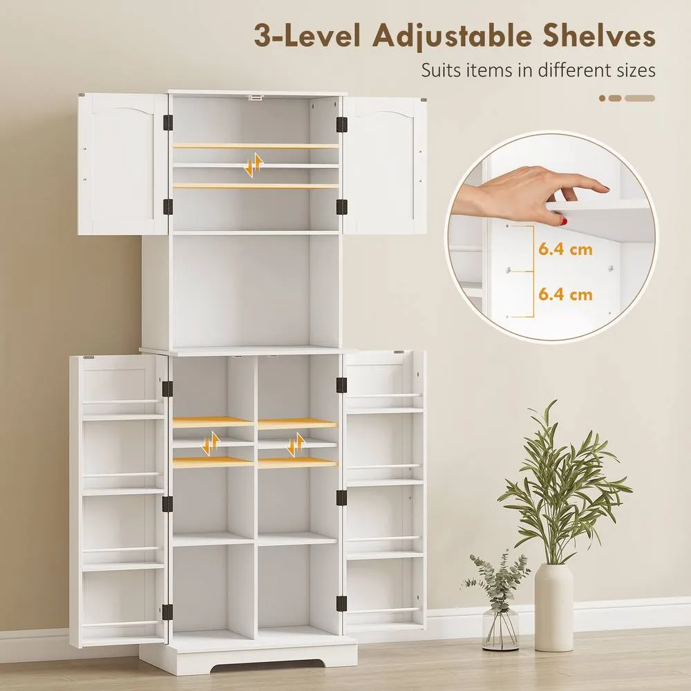 HOMCOM Storage Cabinet with Doors & Open Storage Shelf, White 5