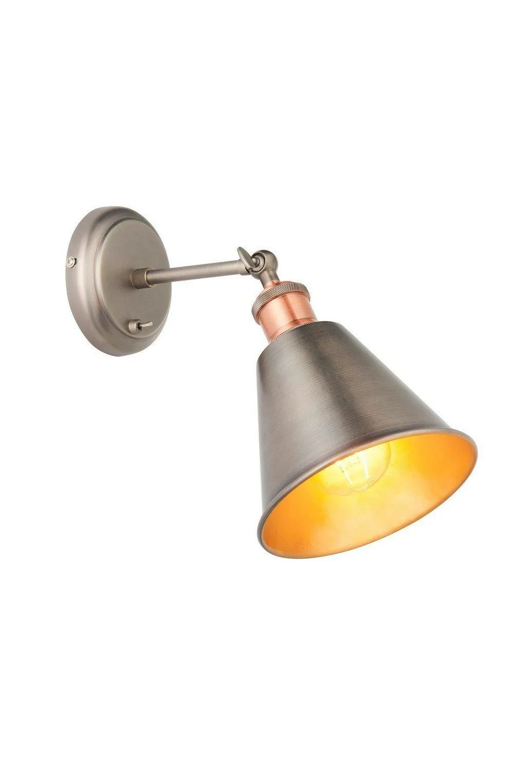 Netlighting Hal Metal Wall Lamp Aged Pewter Aged Copper Plate in Grey