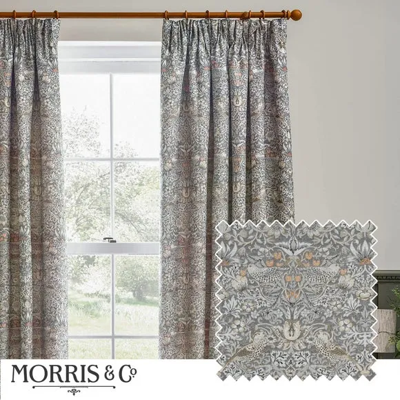 Morris & Co. Strawberry Thief Jacquard Pencil Pleat Curtains 5