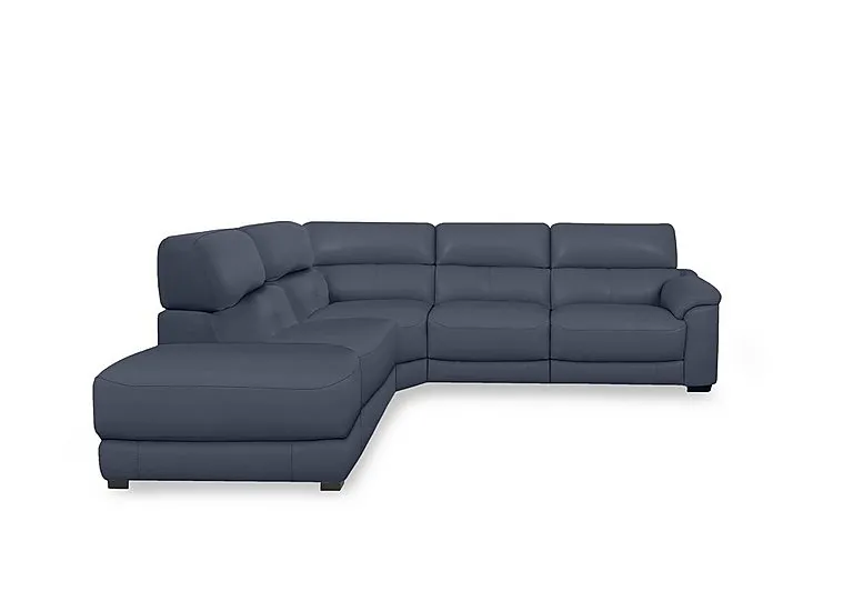 Nova Leather Power Recliner Storage Chaise End Corner Sofa with Power Headrests - BV Ocean Blue - Sofas and Armchairs - In Time for Christmas