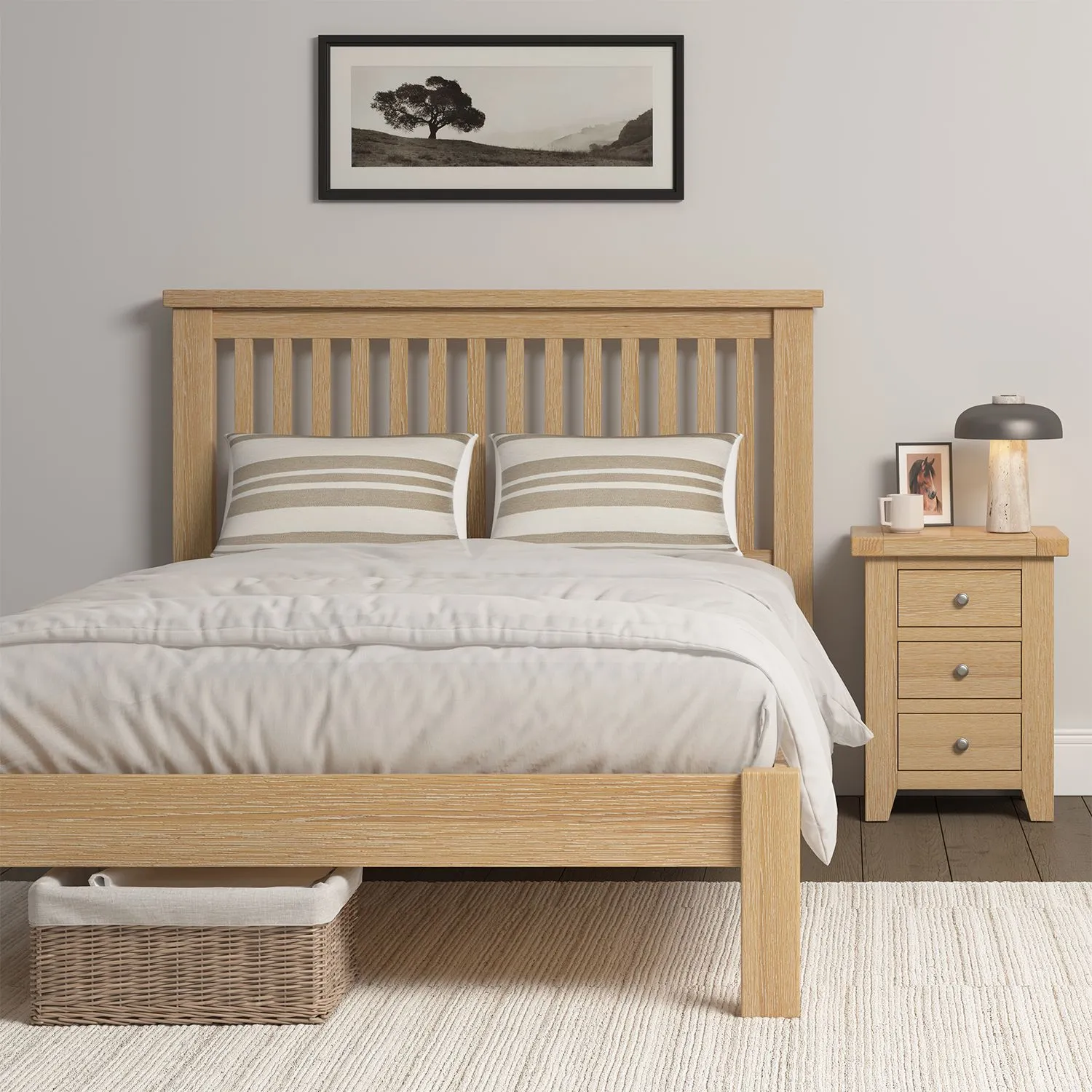 Seconique Windsor 4'6" (Double) Bed Low Foot End (Part Assembled) in Light Oak 1