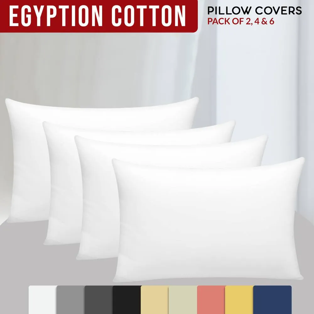 Grace 100% Egyptian Cotton 4 Pack Pillowcases with Envelope Closure in White