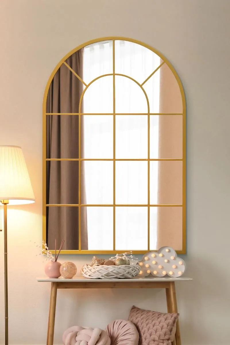 MirrorOutlet Gold Framed Arched Window Leaner/Wall Mirror 47" X 31" (120x80CM)