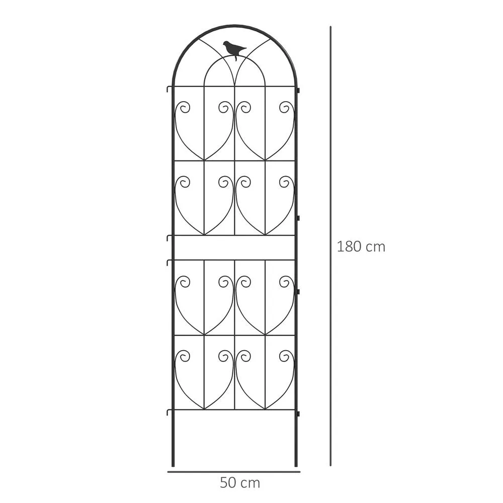 OUTSUNNY Set of 2 Metal Garden Trellis, Outdoor Trellis Panels, 180 x 50cm in Black 3