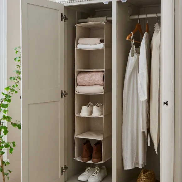 Natural Linen Blend Hanging Wardrobe Organiser