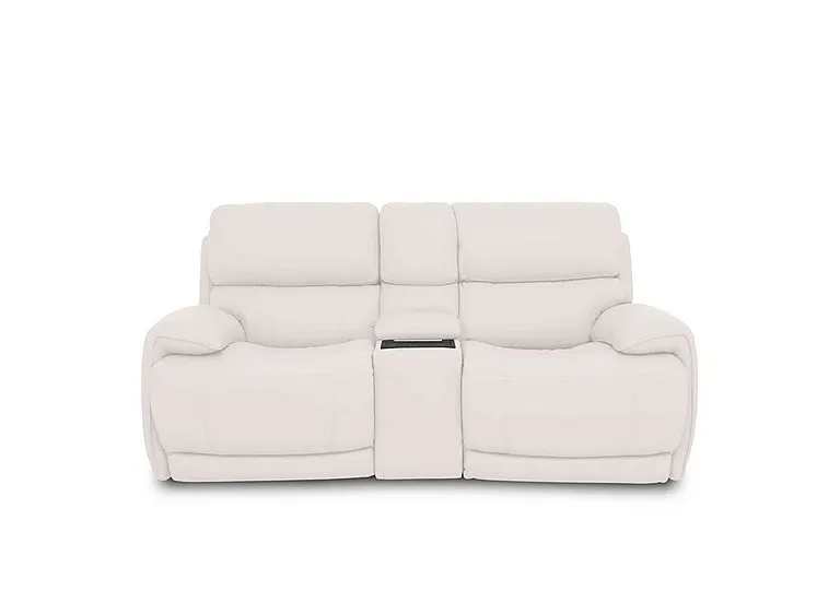 Rocco 2 Seater Leather Power Rocker Sofa with Cup Holders and Headrests - BV Star White