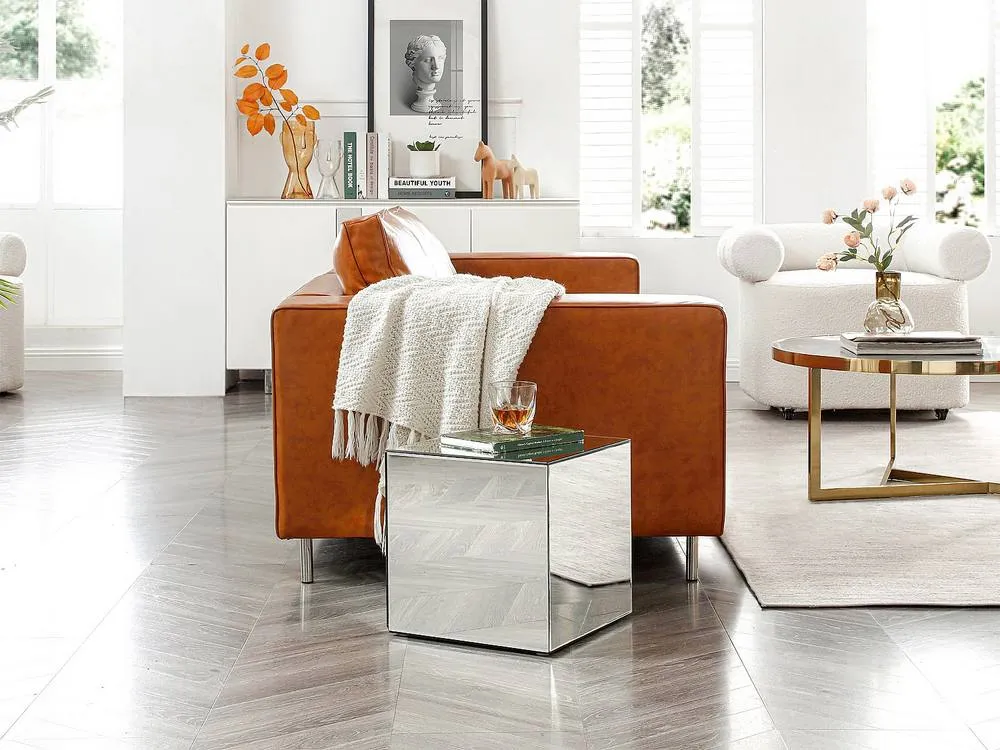 Vente-unique Mirror & MDF Side Table - CUBIX in Silver 4