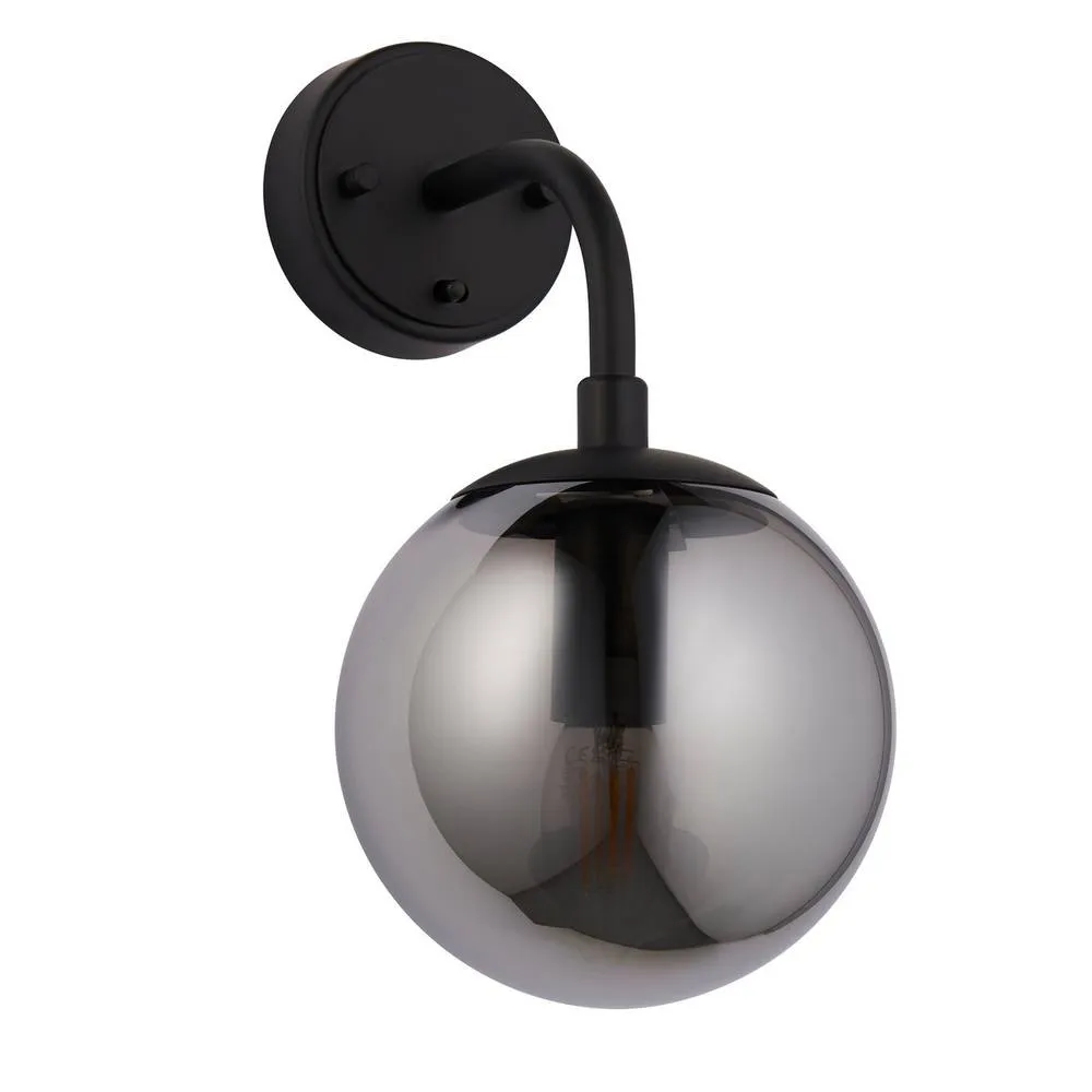 Netlighting Trieste Wall Lamp Matt Black Smoked Mirror Glass 6