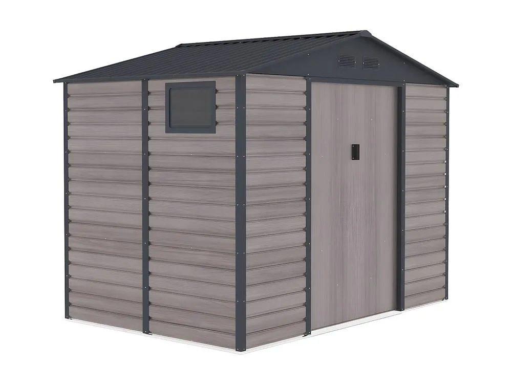 Vente-unique Galvanised Steel Garden Shed - Grey Wood Effect - 5.40 M² - ADELMO 5