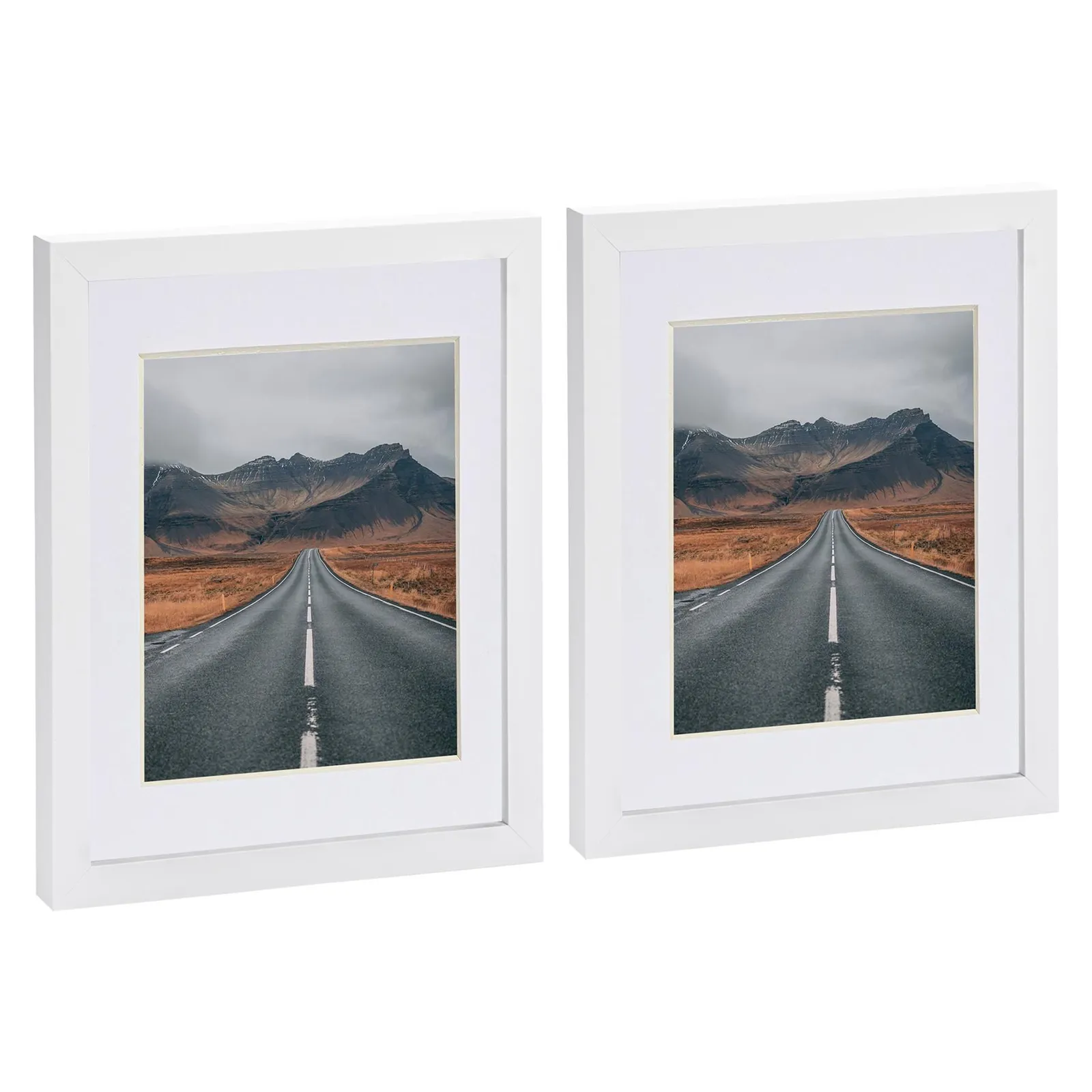 Nicola Spring Photo Frames with 5" x 7" Mount - 8" x 10" - Grey Mount - Pack of 2 in White