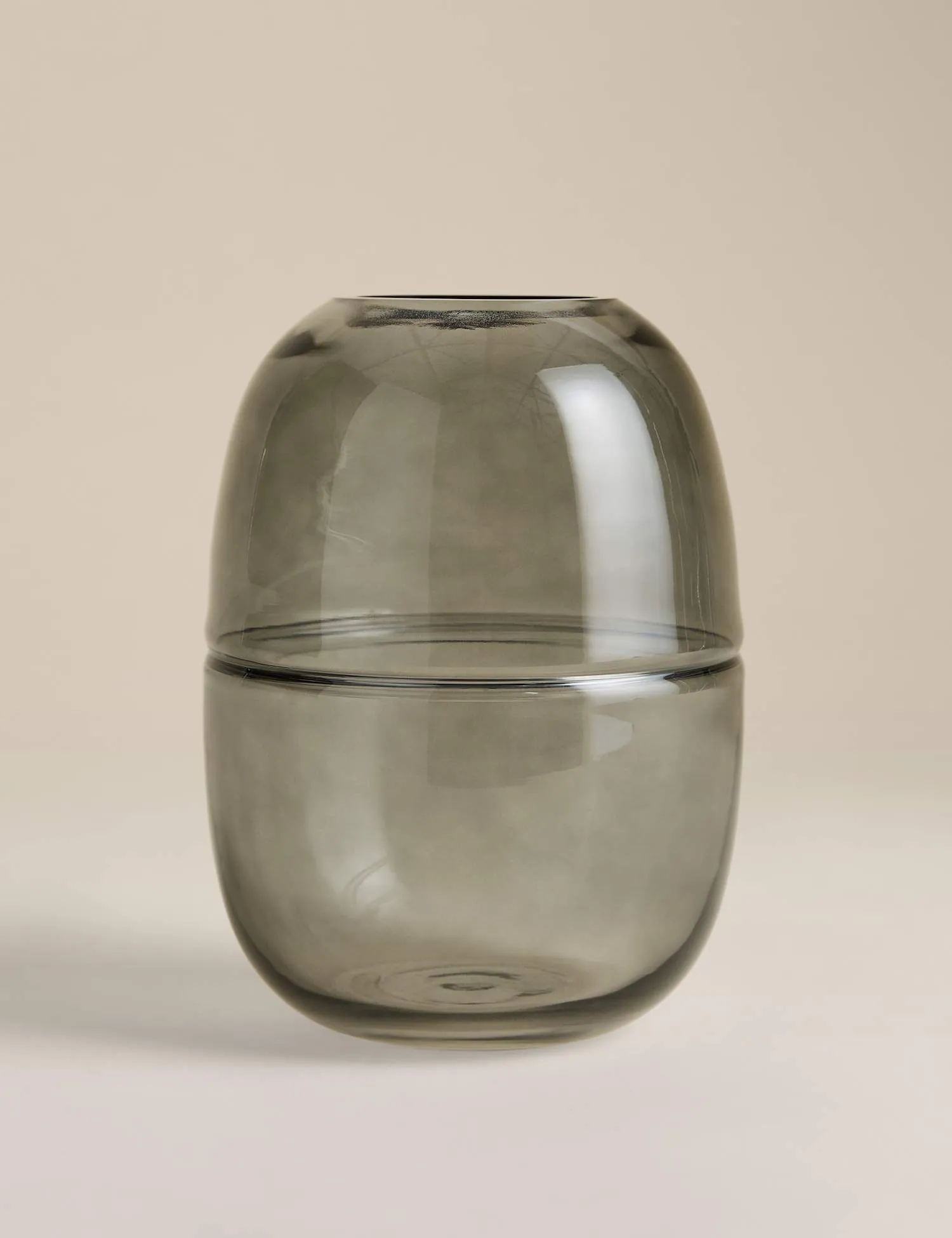 M&S Medium Glass Oval Band Vase Smoke