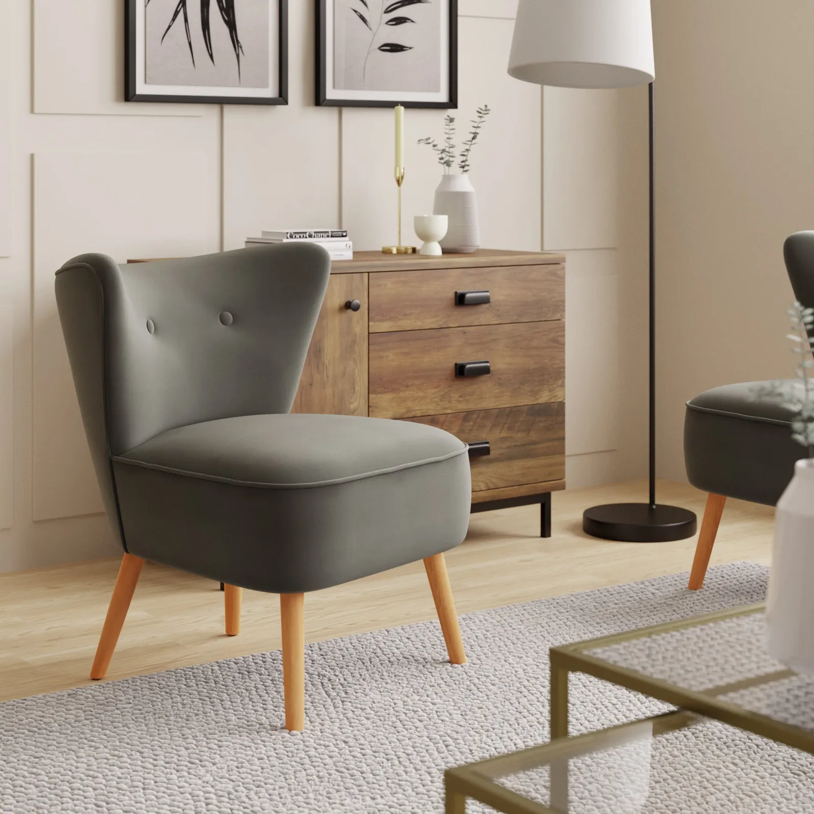 Eliza Velvet Chair Steeple Grey