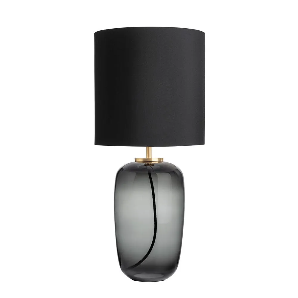 Hadeland Glassverk Vega Table Lamp Grey & Brass with Black Shade 2