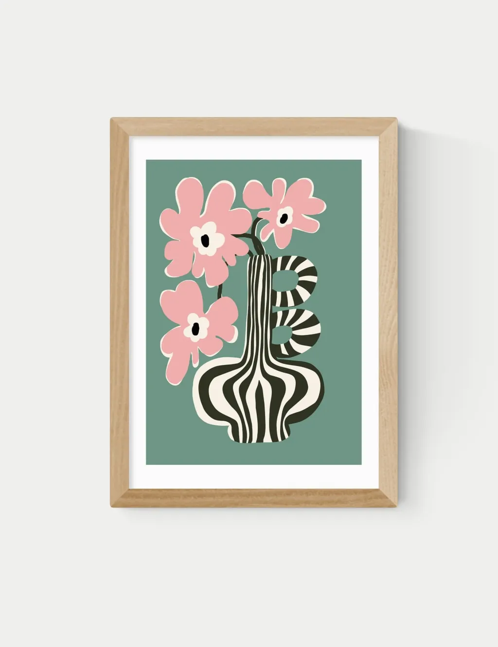 East End Prints Floral Stripe Framed Art Natural