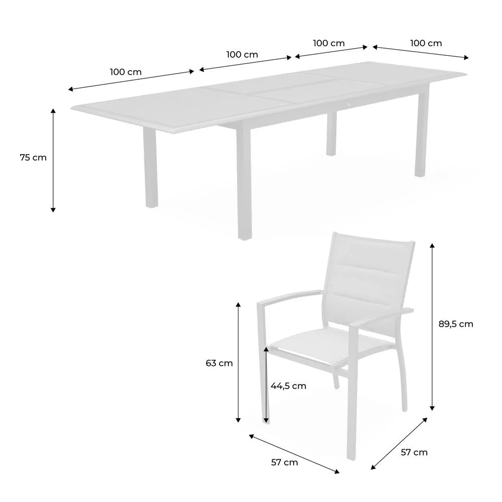 sweeek 8-seater Extendable Aluminium Garden Table Set With Chairs in Dark Grey 5