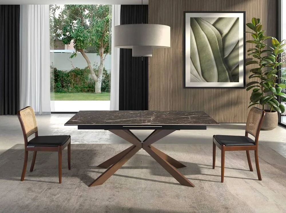 Angel Cerda Extendable Dining Table Brown Porcelain Marble Top 3