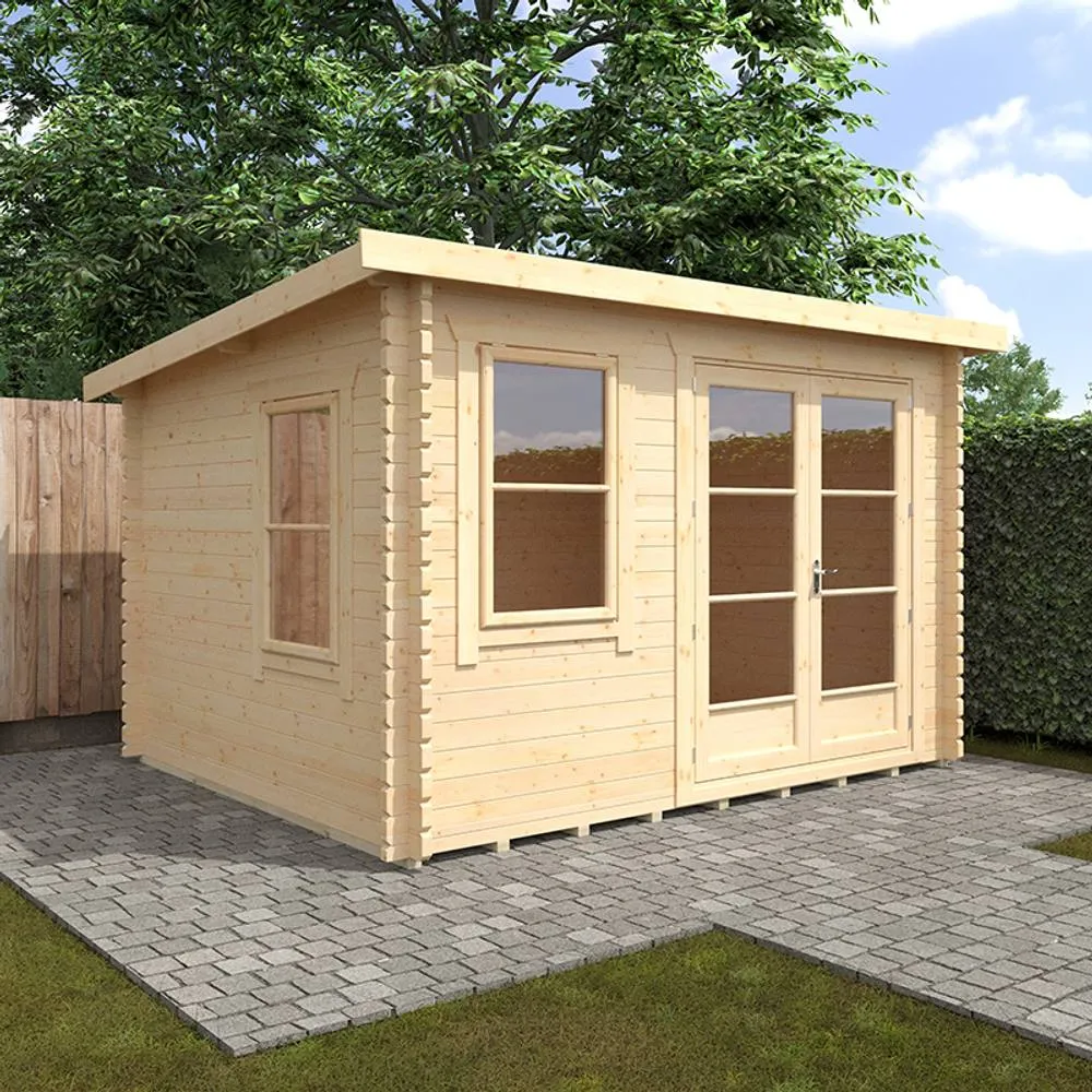 Buttercup Farm 12x10 The Belton 44mm Cabin - L355 x W295 x H232.8 cm in Natural 2