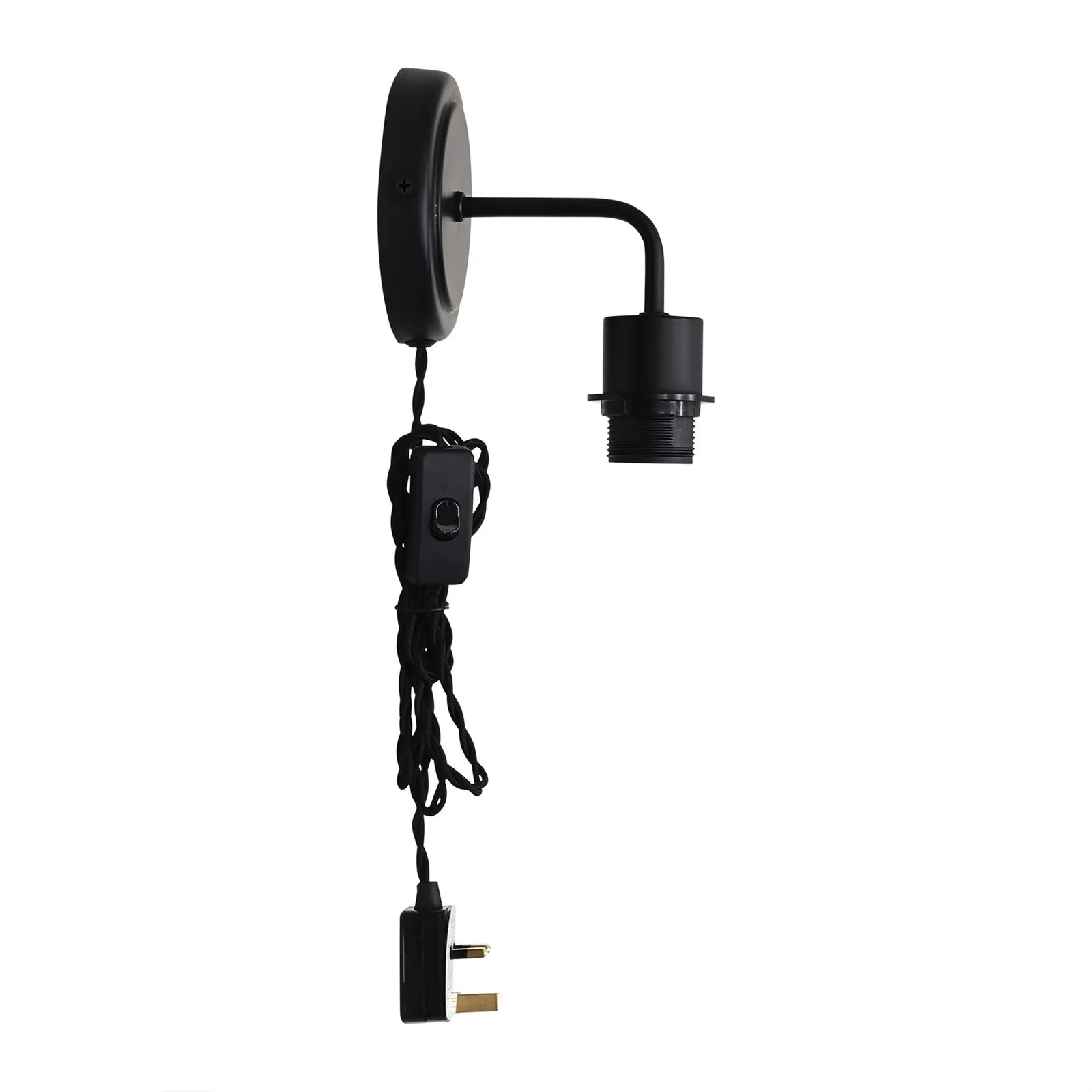 First Choice Lighting Toby - Black Plug in Wall Light Fitting Glass Not Included