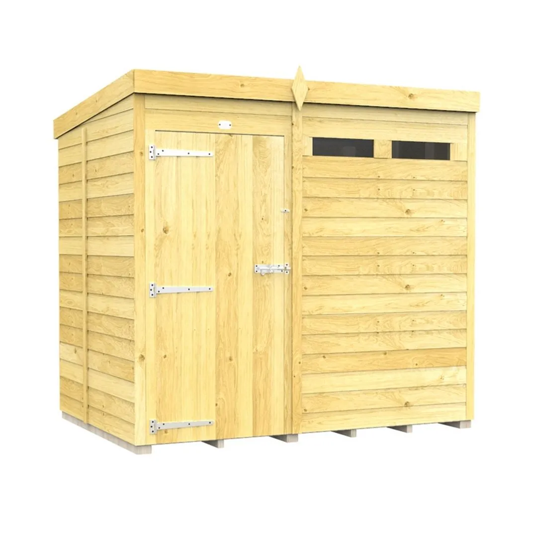 Buttercup Farm 7 x 5 Feet Pent Security Shed - Single Door - L147 x W214 x H201 cm in Brown