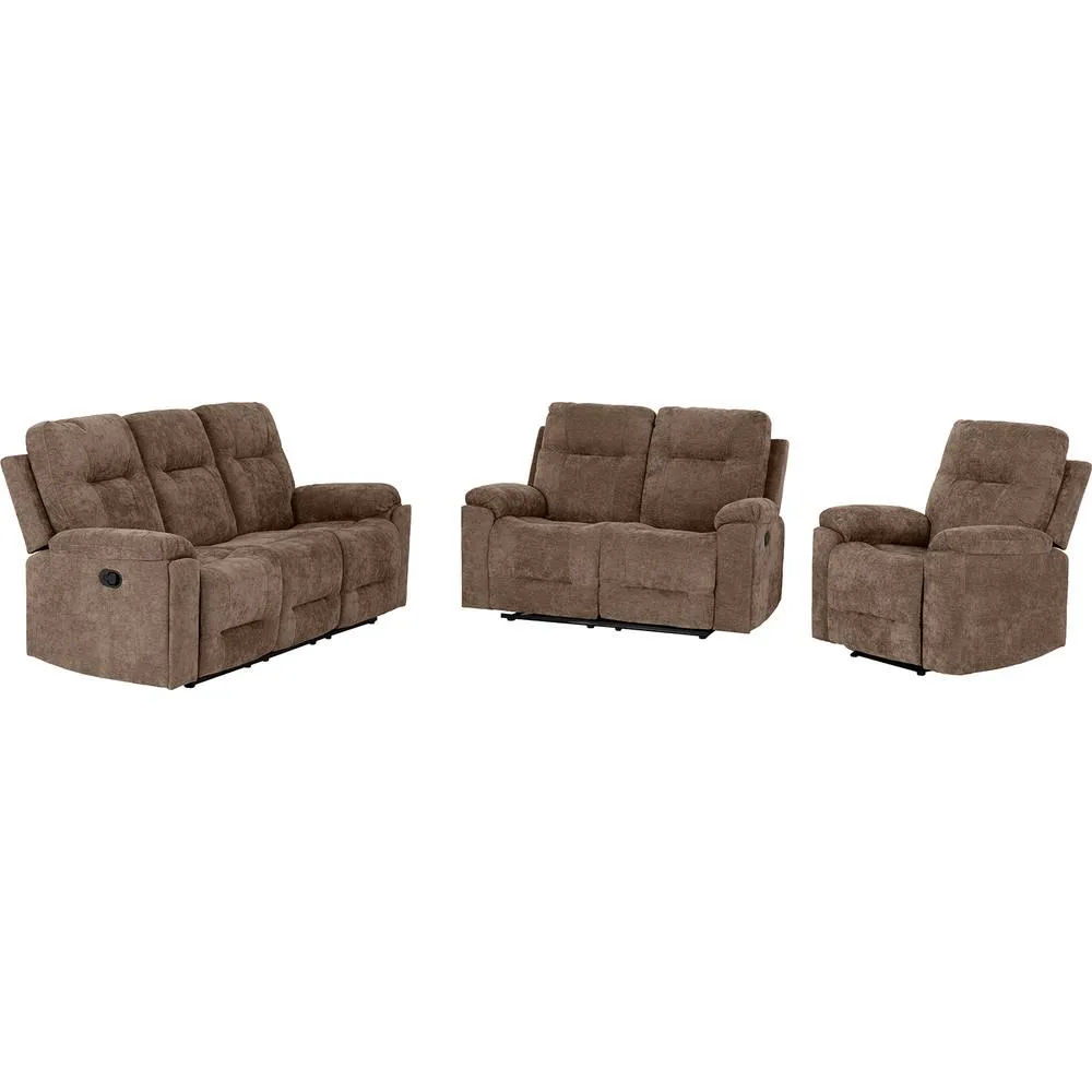 Seconique Guildford 3+2+1 Recliner Suite - Antelope Brown Fabric 2