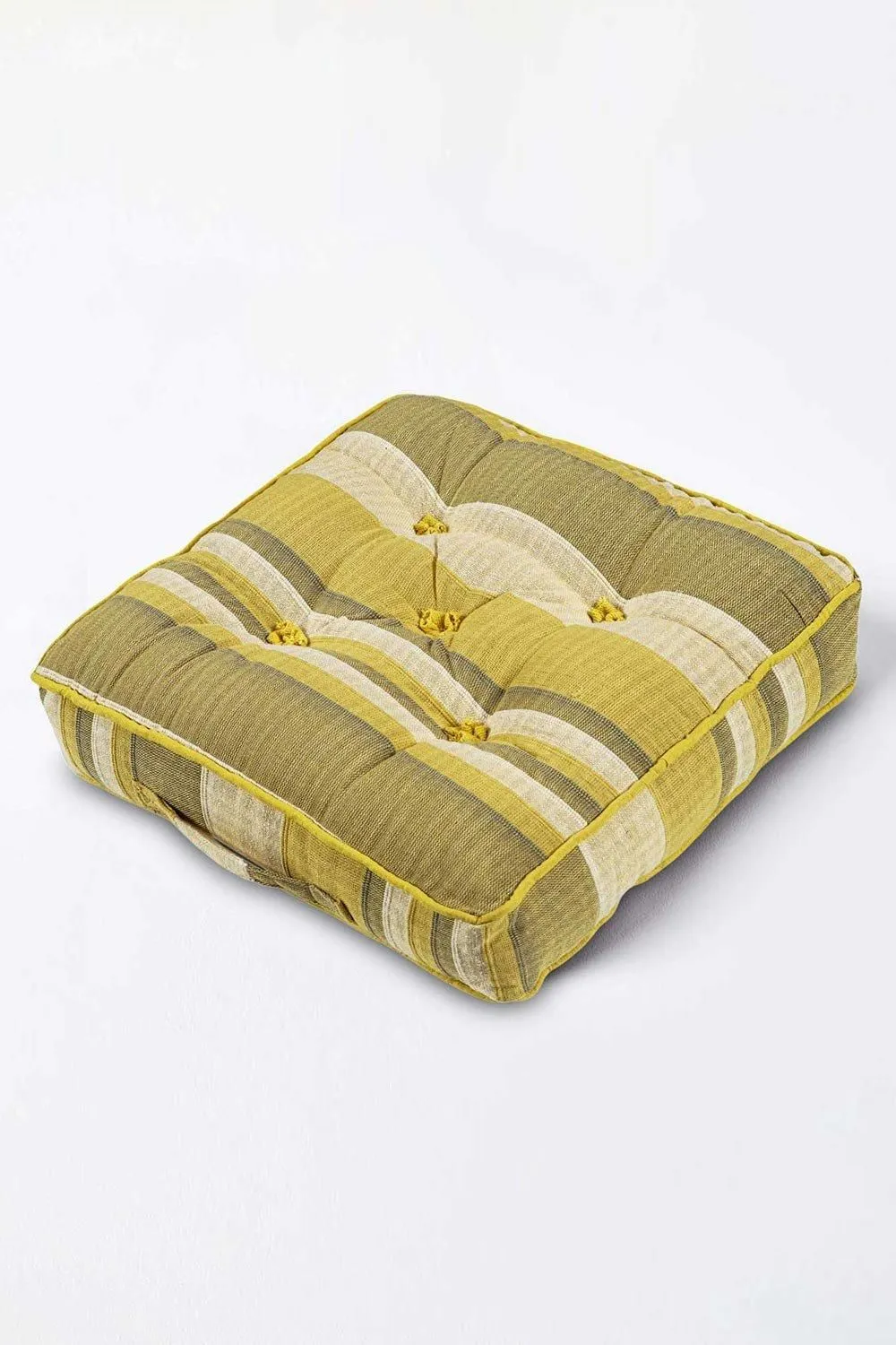 Homescapes Morocco Striped Cotton Floor Cushion in Yellow 1