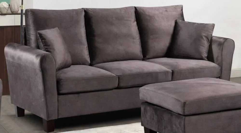 Comfy Living Ltd Brushed Velvet 2 Seater & 3 Seater Sofa Set in Grey 1