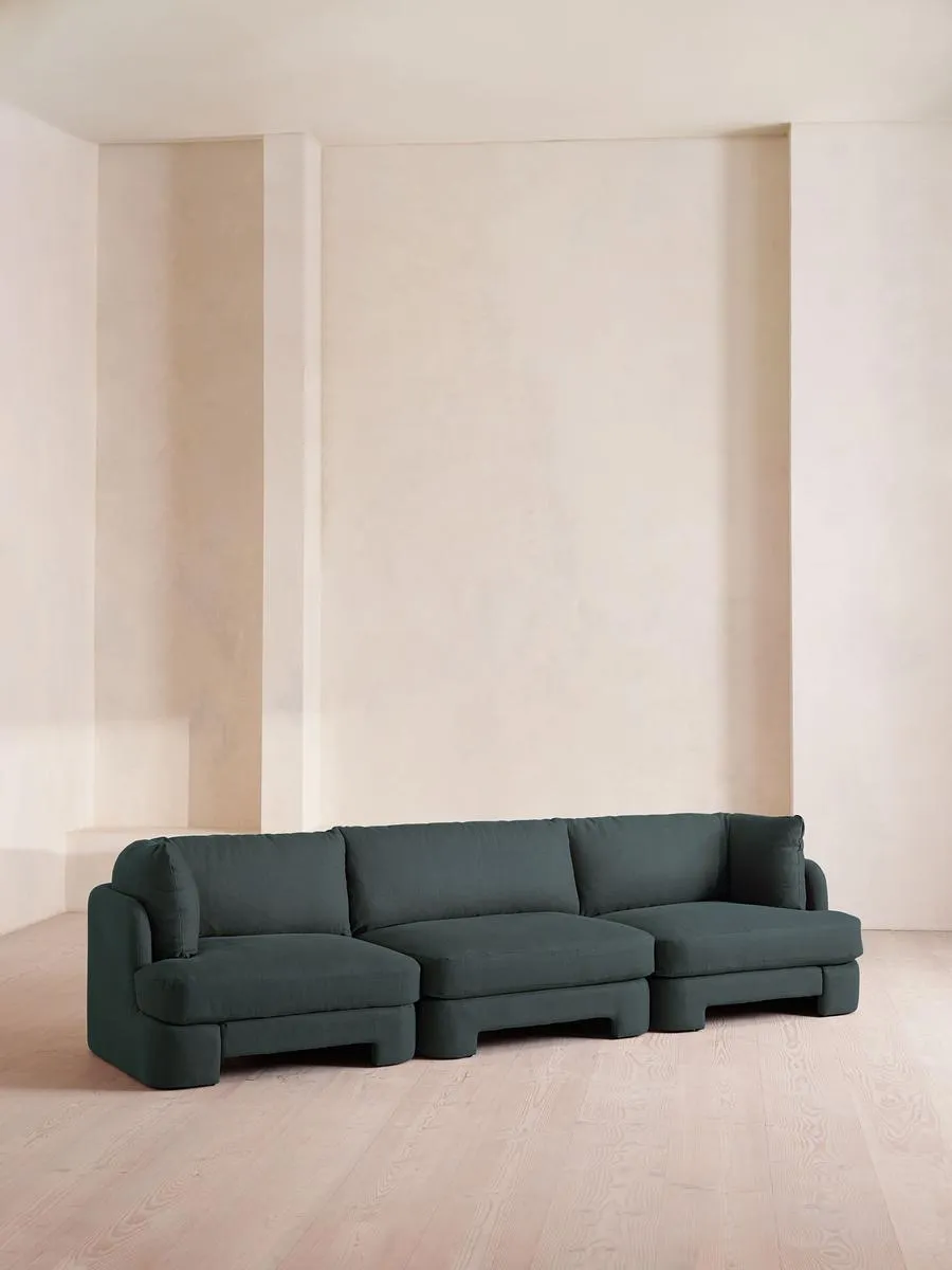 Odell Modular Sofa, Four Seater, Linen, Prussian Blue