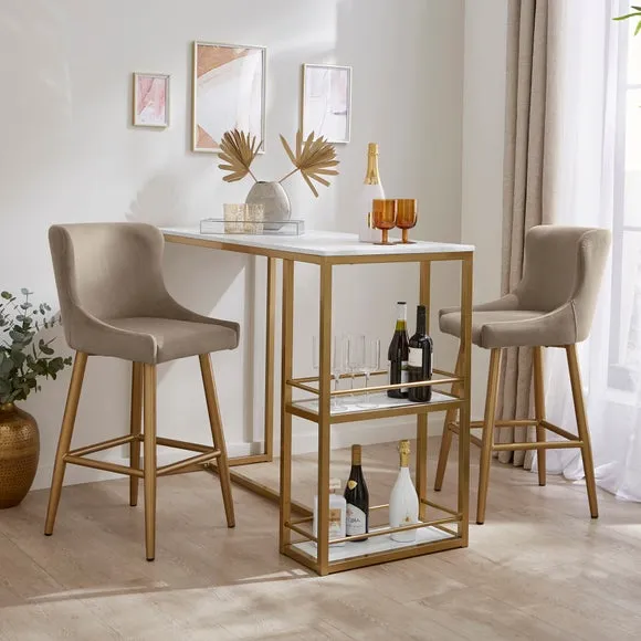 Montreal Bar Stool, Mink Velvet 2