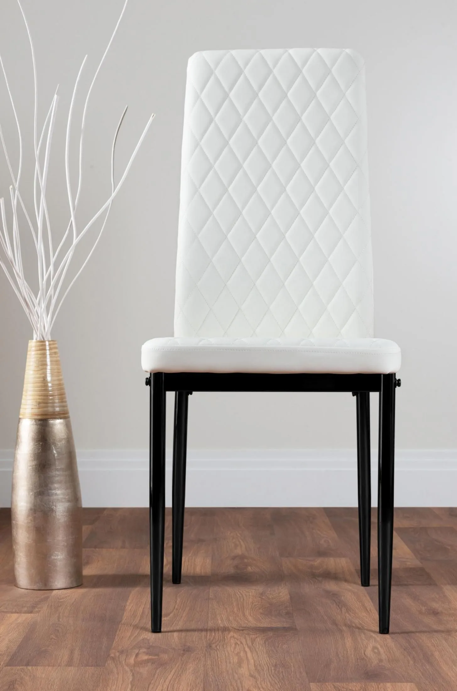 FurnitureboxUK Giovani 4 Grey Dining Table & 4 Milan Black Leg Chairs in Off-White 6
