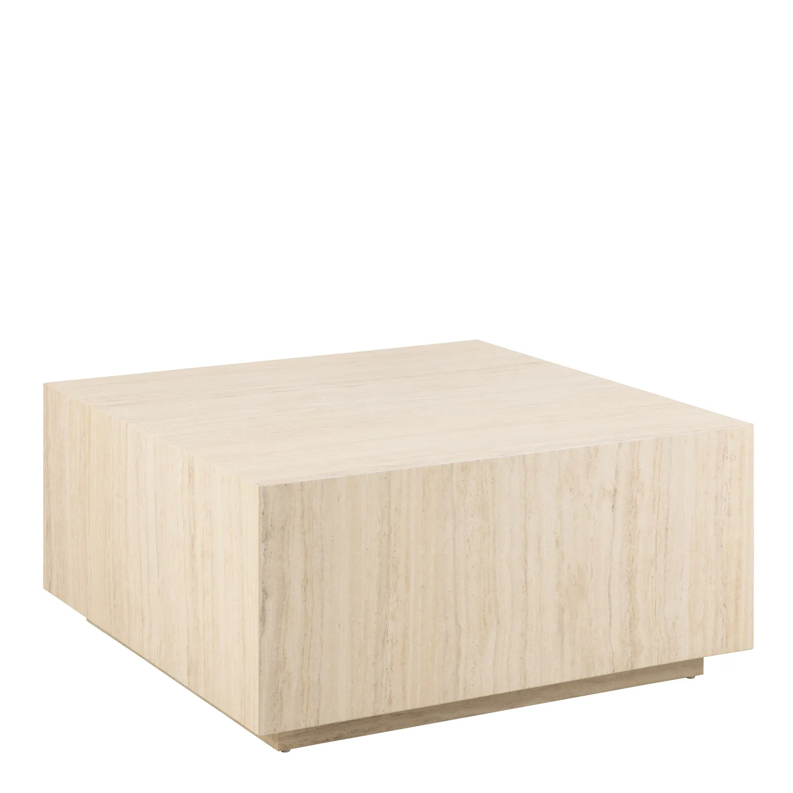 Furniture To Go Dice Square Coffee Table in Light Travertine Effect 90x90x42cm in Beige