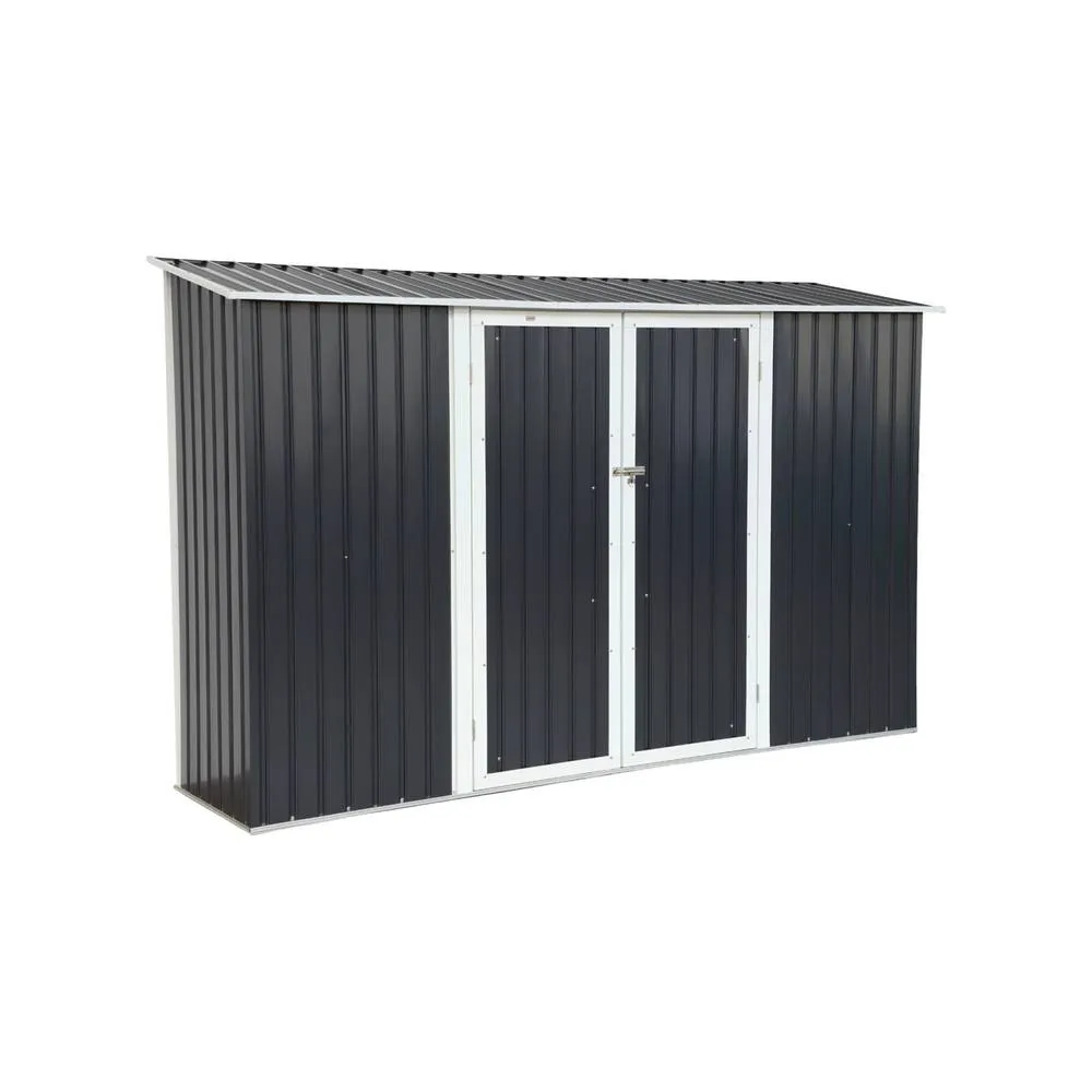sweeek 2.57 m² lean-to garden shed galvanized steel with anchoring kit in Dark Grey 2