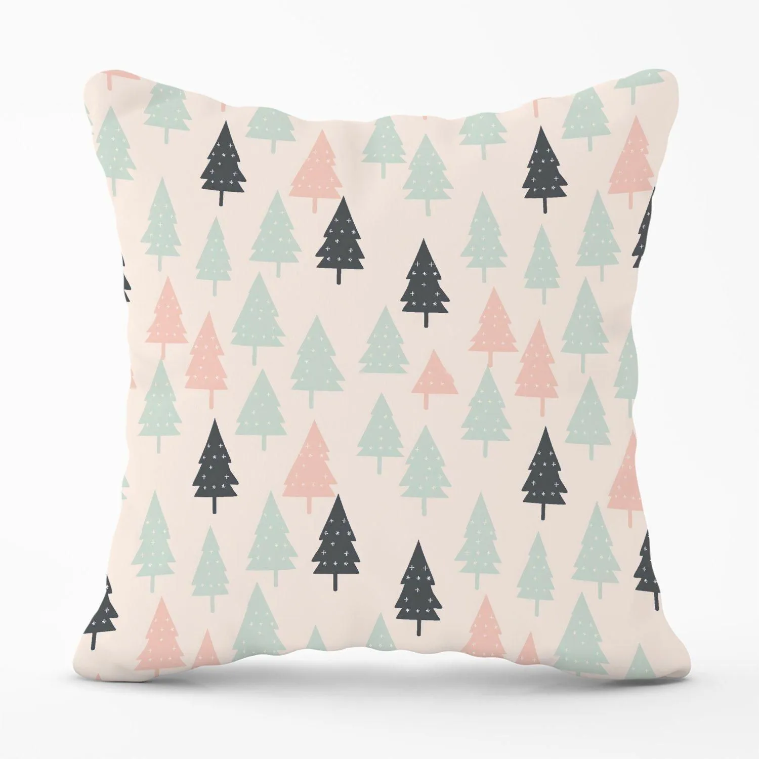 Warren Reed - Designer Christmas Tree Silhouette Pattern Outdoor Cushion in Green