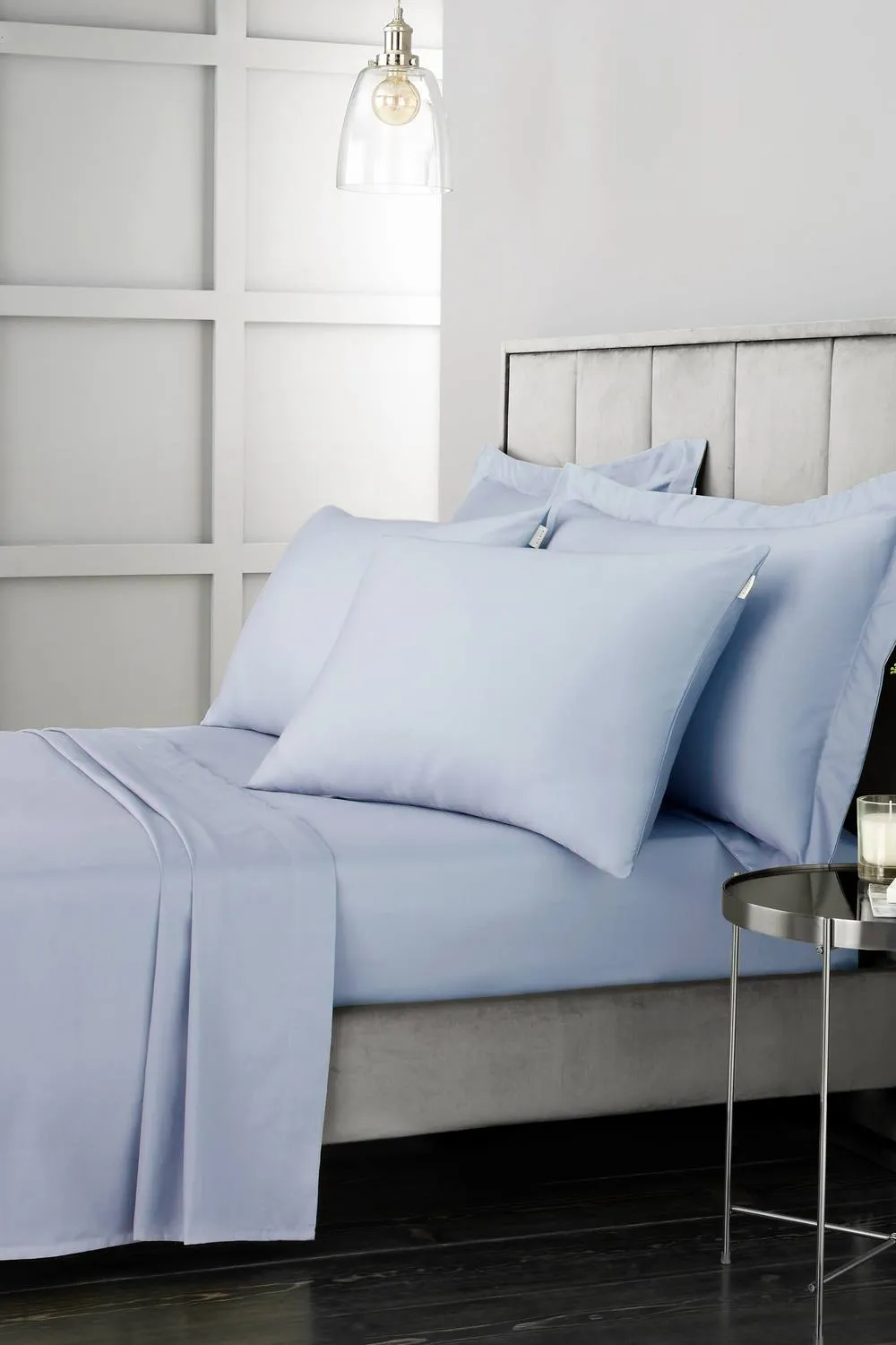 Bianca 400 Thread Count Cotton Sateen 36cm Depth Sheet in Blue 3