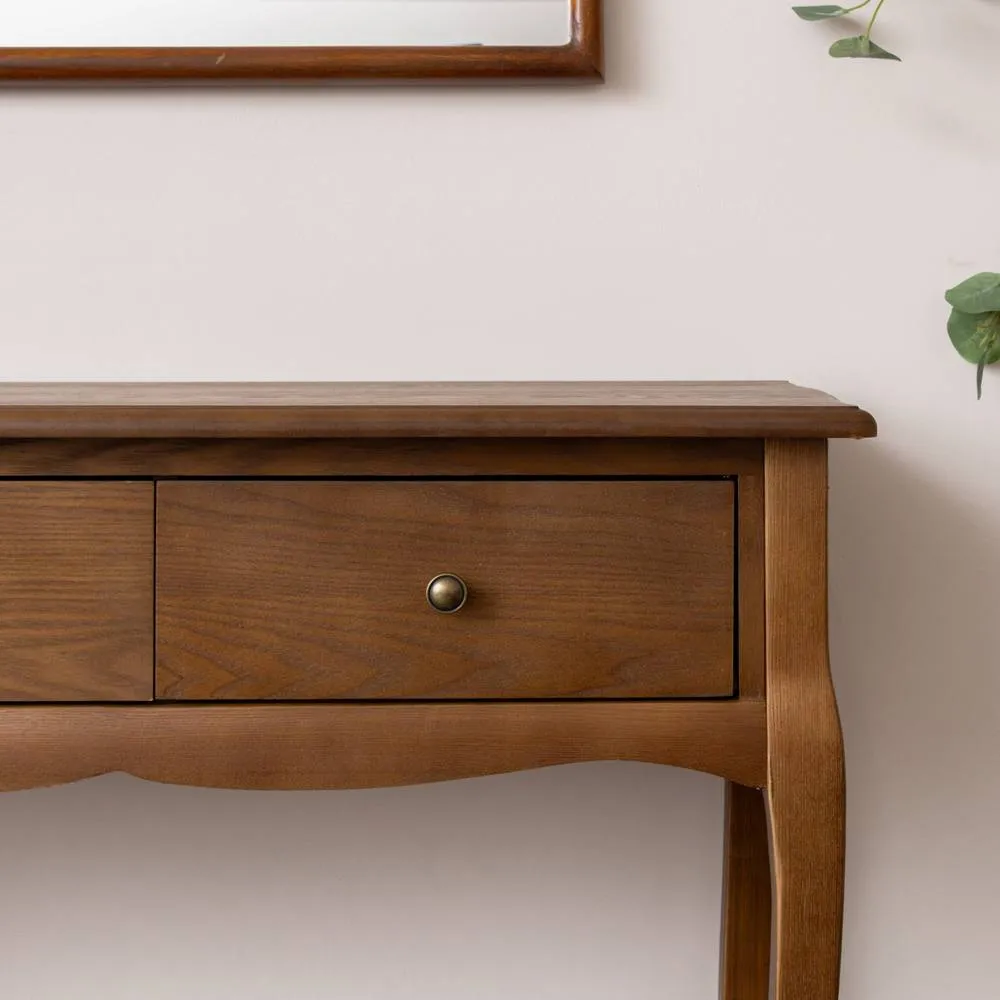 Melody Maison 3 Drawer Dark Wood Console Table With Shelf - Ashwell Range in Brown 6