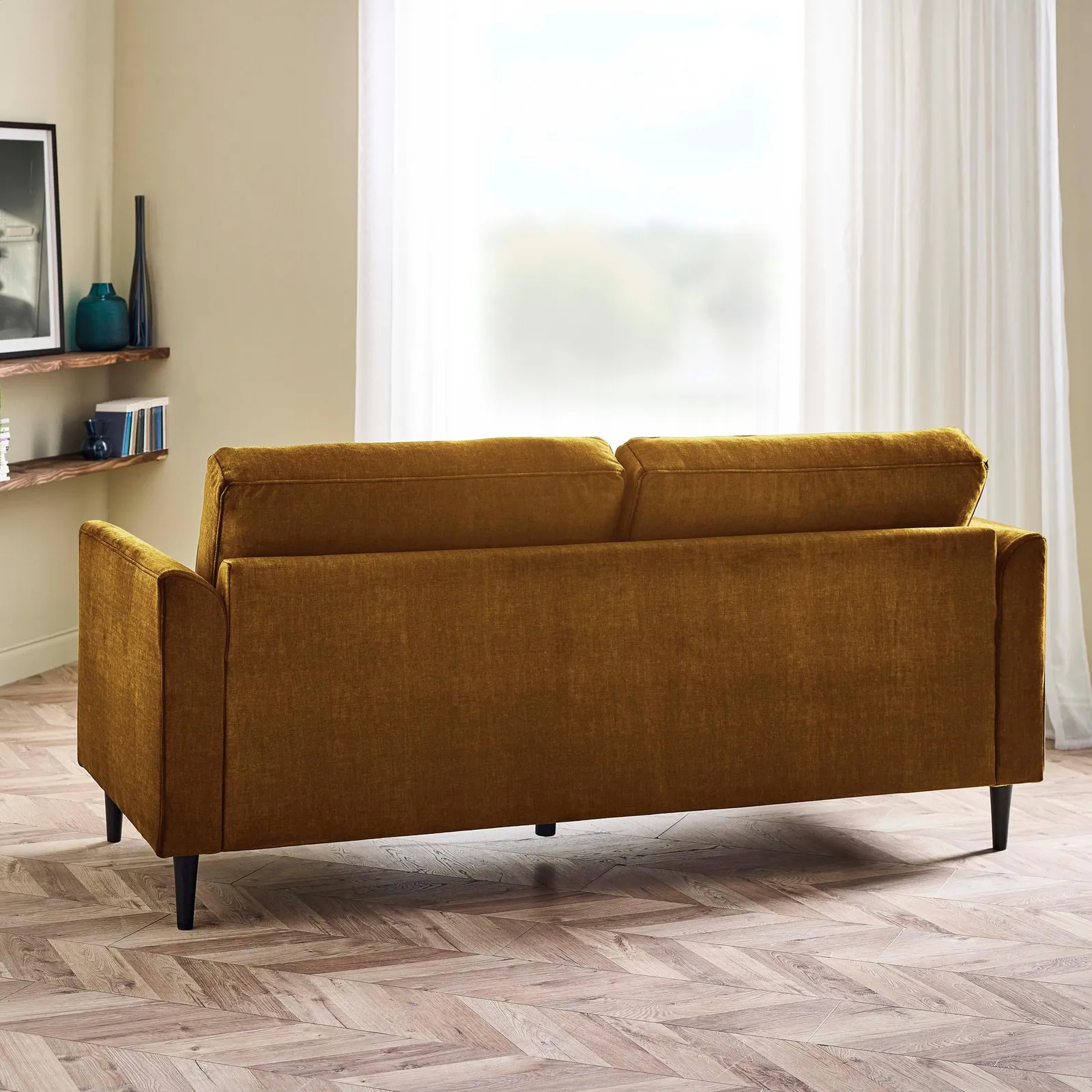 FurnitureboxUK Logan Fabric 3 Seater Sofa in Orange 3
